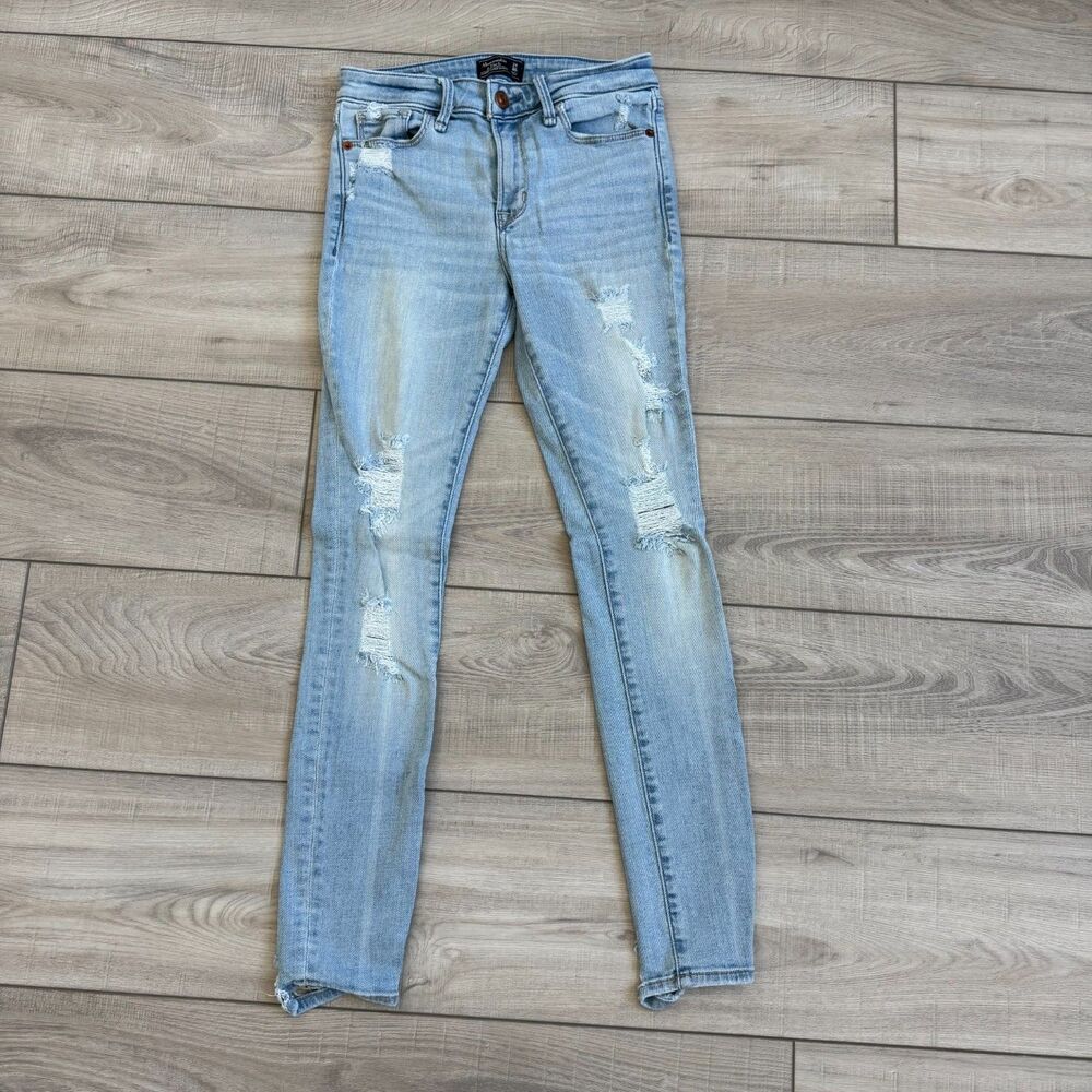 Abercrombie & Fitch Distressed Light Blue Harper Super Skinny Jeans, size 24"